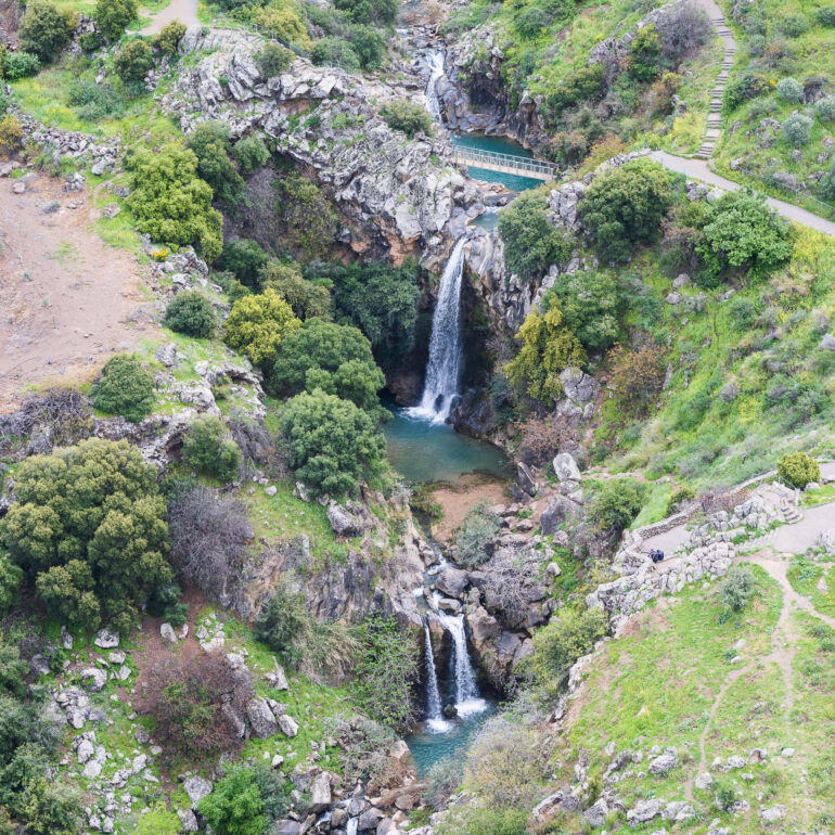 מפלי סער ברמת הגולן בצילום אוויר