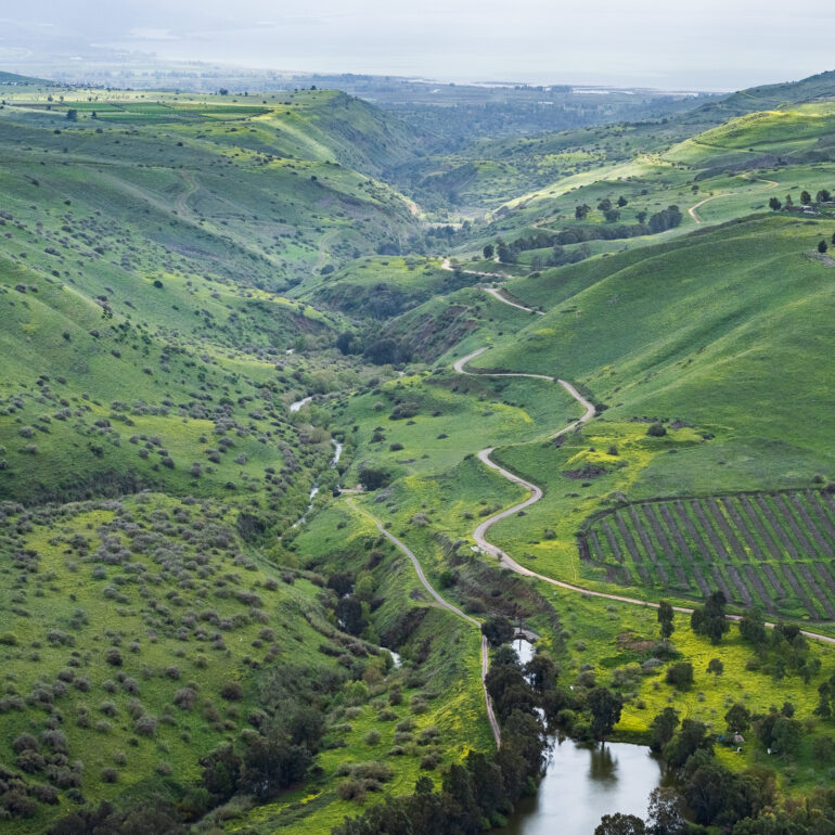 פיתולי הירדן ההררי בצילום אוויר